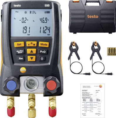 Testo 550 Digital Refrigerant Manifold Kit с подключением Bluetooth 60 профилей хладагентов и прочным дизайном